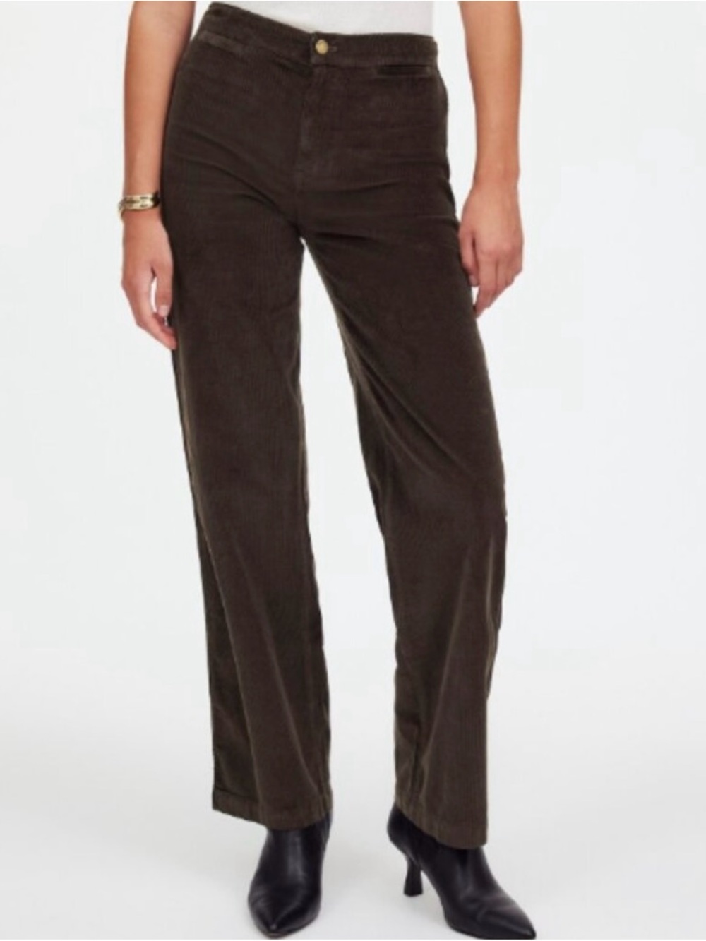 Madewell Emmett Wide-Leg Pant Dark Brown Corduroy Size 27 Cotton Fall